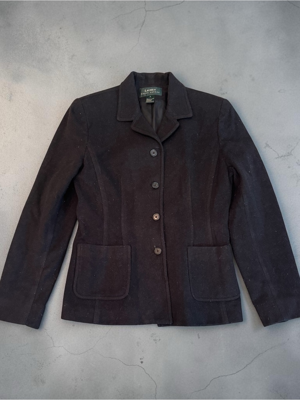 Vintage Ralph Lauren Equestrian Jacket Black Virgin Wool Blend Women’s Size 8